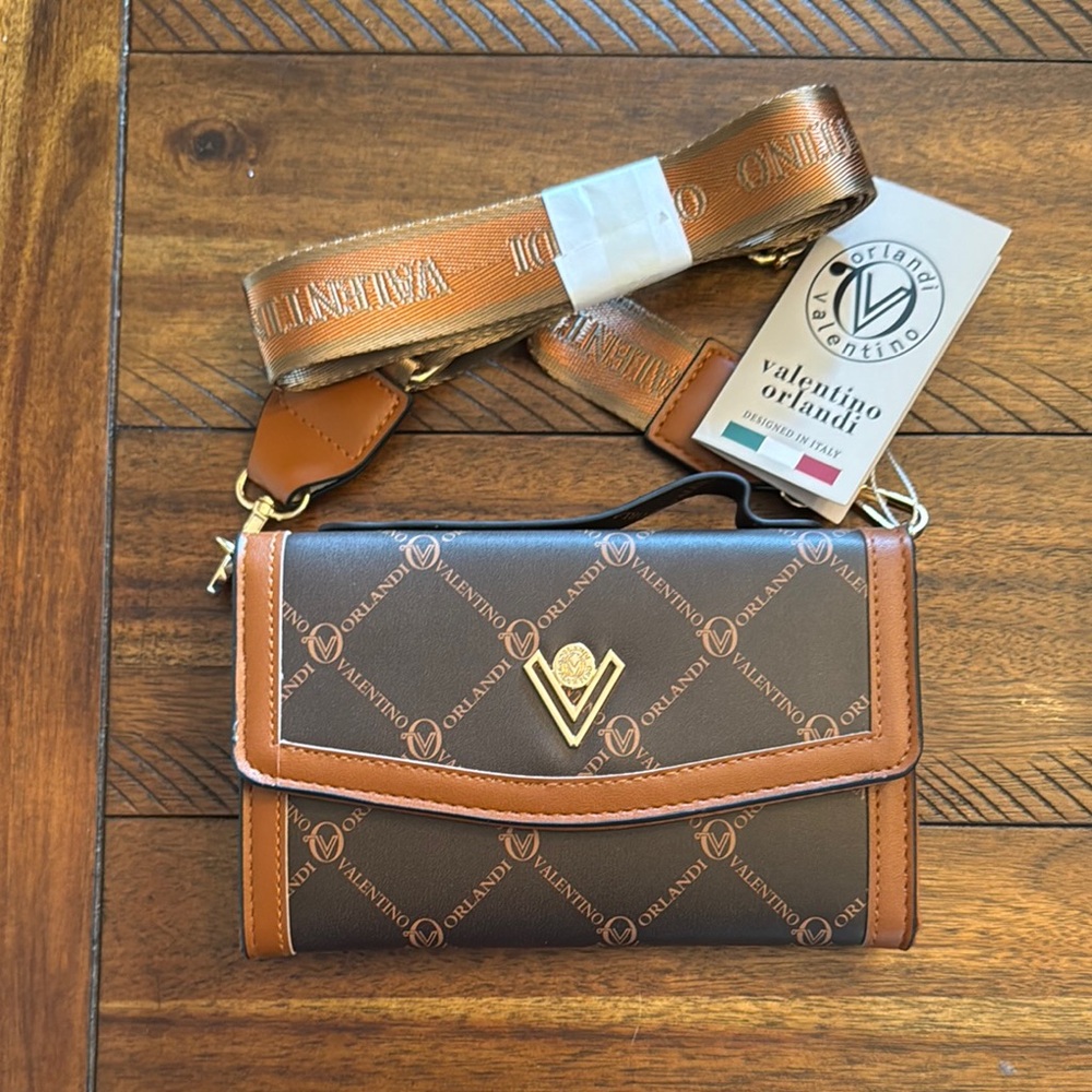 Valentino Orlandi Brown and Tan Crossbody Bag